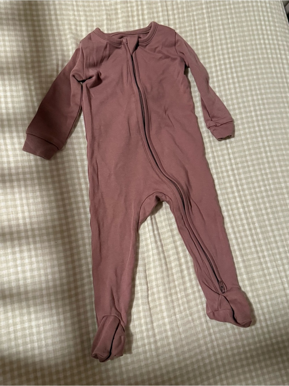 Colored Organics Mauve Long-Sleeve Footed One-Piece